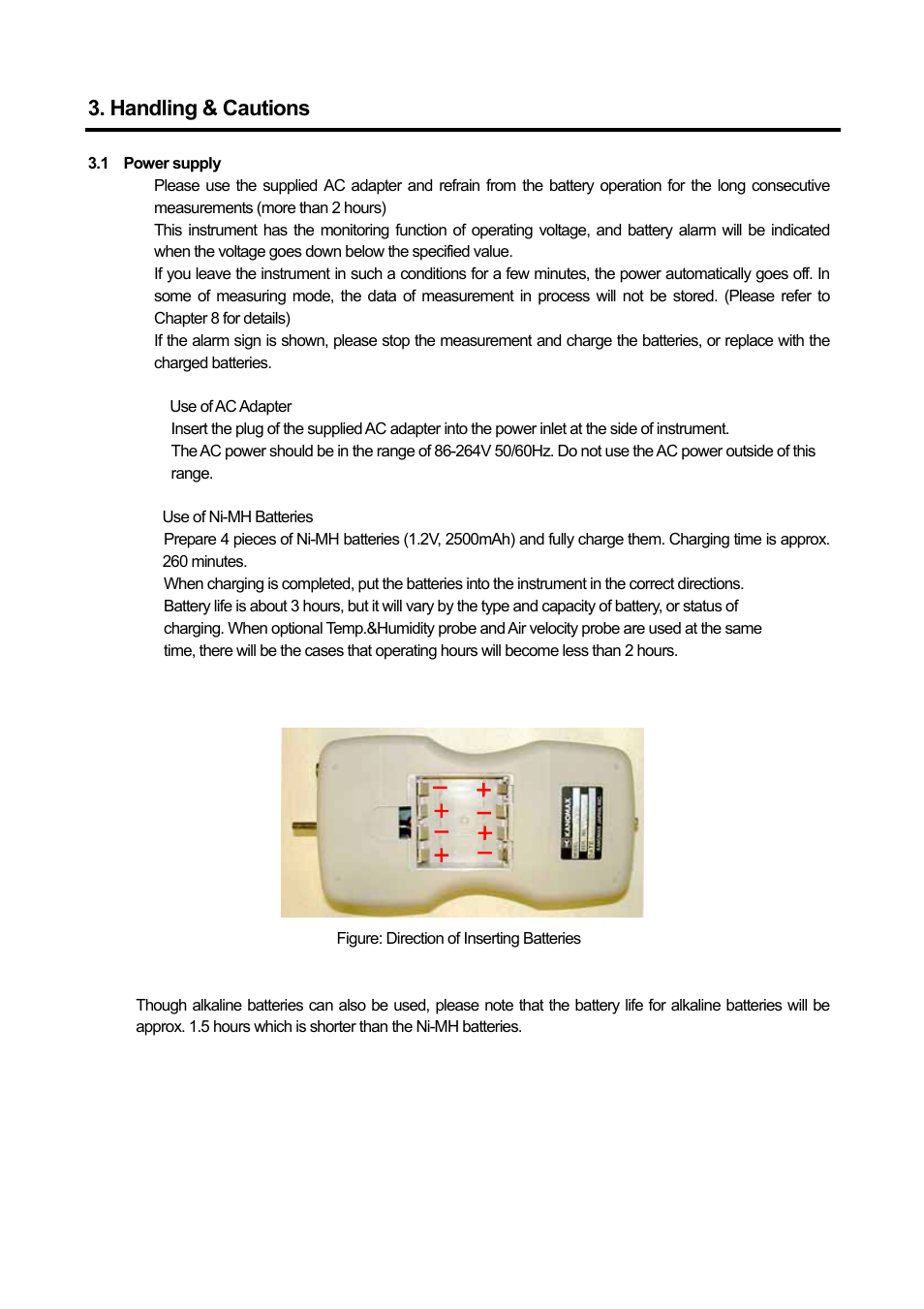 Handling & cautions | KANOMAX 3886 Handheld Particle Counter User Manual | Page 11 / 43