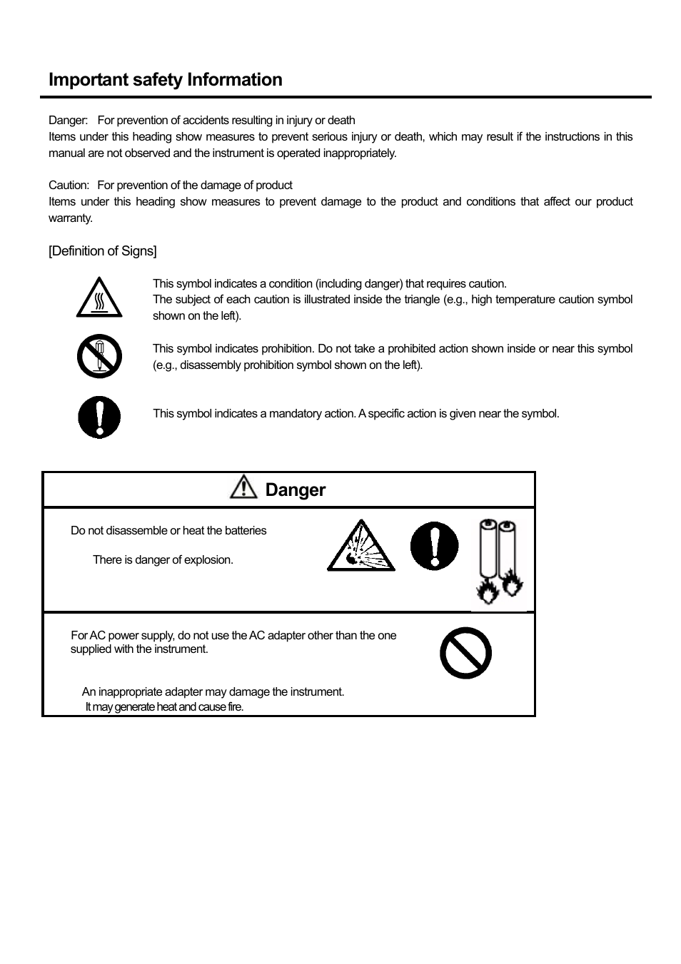 Important safety information, Danger | KANOMAX 3886 Handheld Particle Counter User Manual | Page 3 / 43