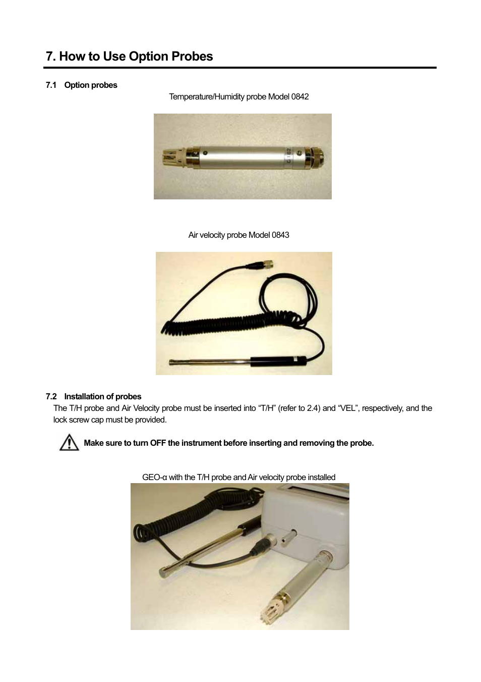 How to use option probes | KANOMAX 3886 Handheld Particle Counter User Manual | Page 36 / 43