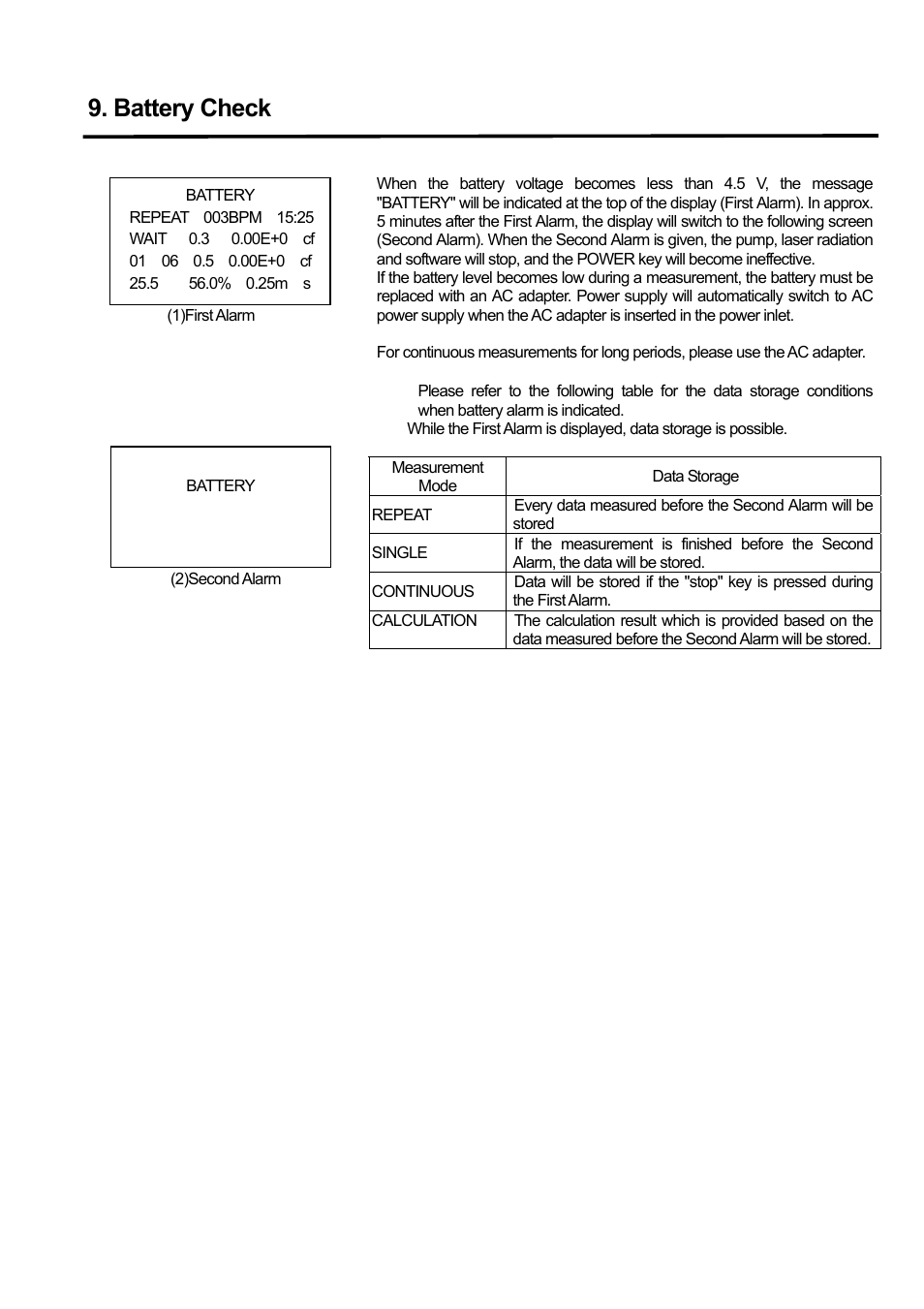 Battery check | KANOMAX 3886 Handheld Particle Counter User Manual | Page 39 / 43