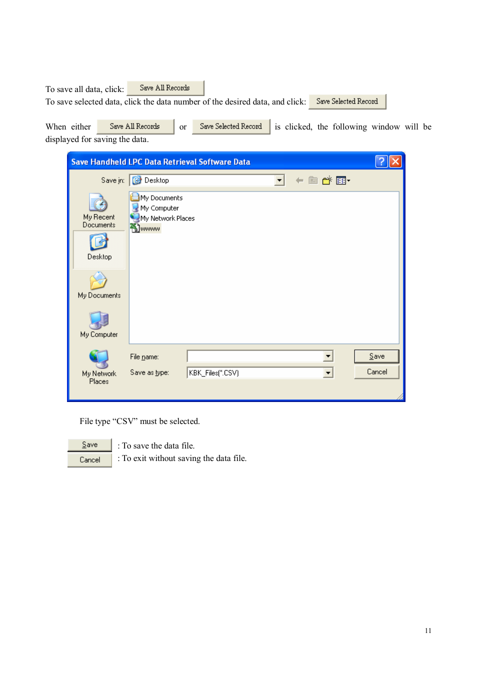 3 saving data | KANOMAX S388-70 Handheld Particle Counter Data Retrieval Software Manual User Manual | Page 11 / 18