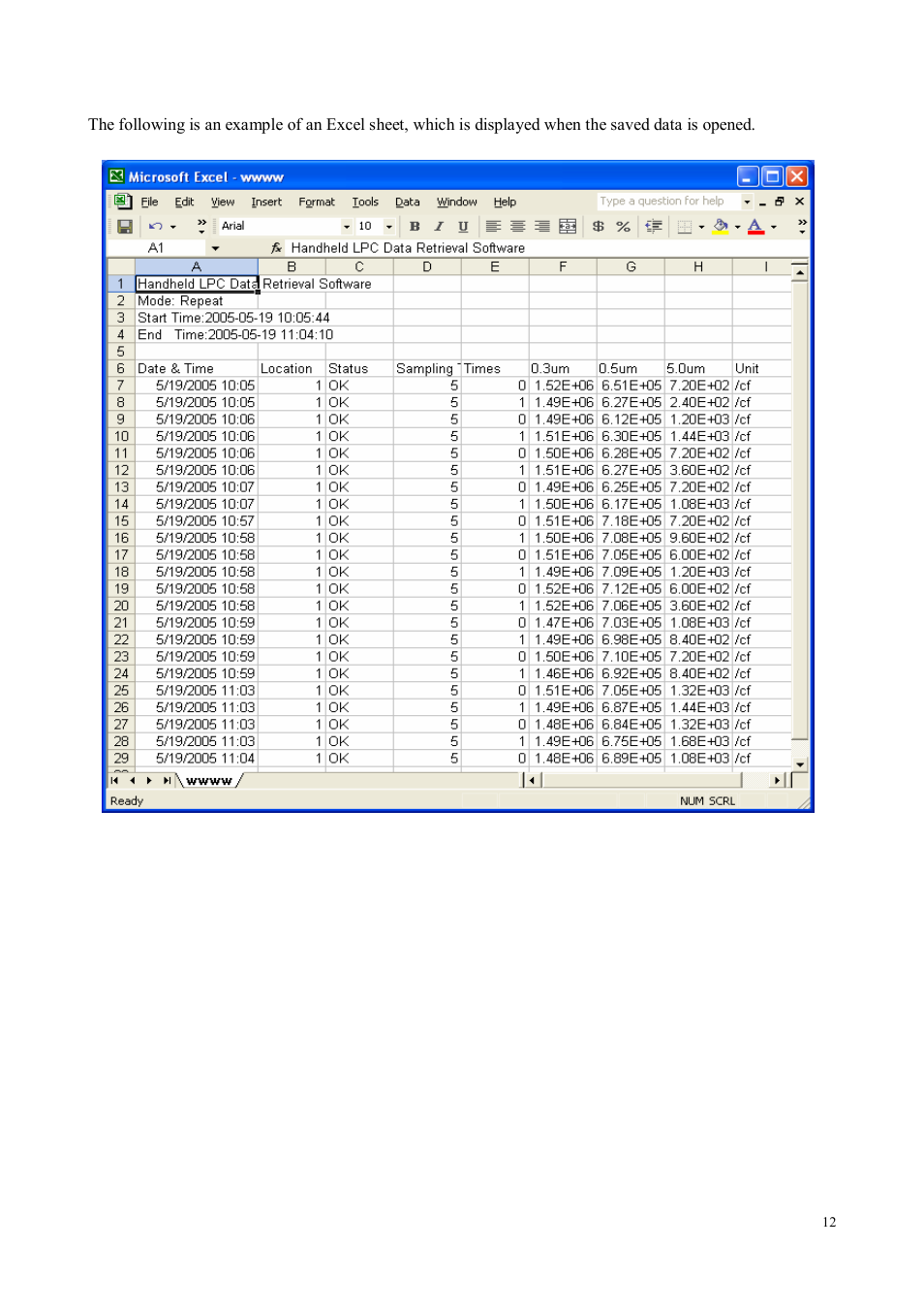 KANOMAX S388-70 Handheld Particle Counter Data Retrieval Software Manual User Manual | Page 12 / 18