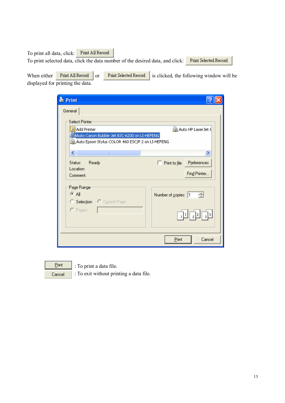 4 printing data | KANOMAX S388-70 Handheld Particle Counter Data Retrieval Software Manual User Manual | Page 13 / 18