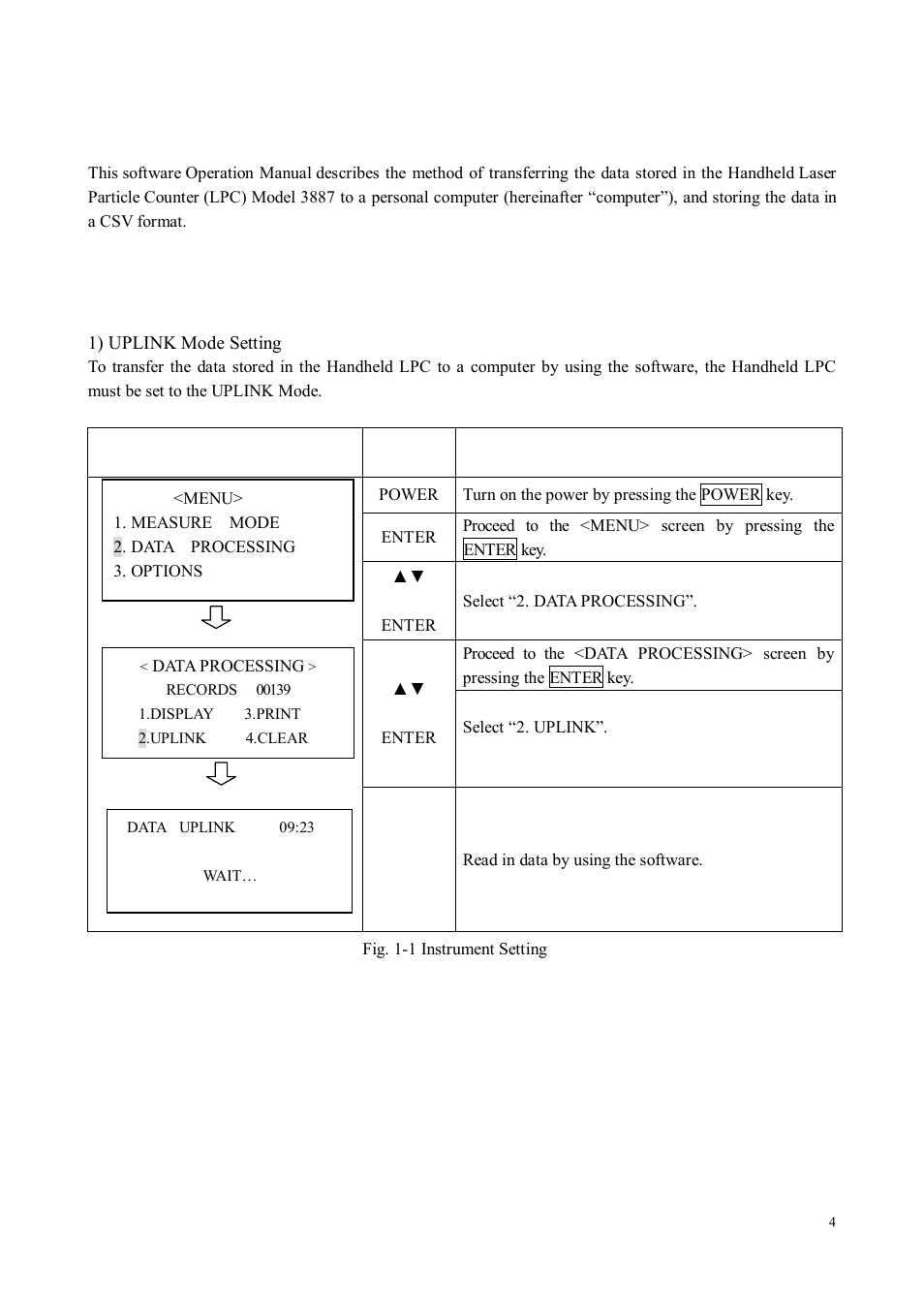 Connecting the handheld lpc with a computer, 1 handheld lpc settings | KANOMAX S388-70 Handheld Particle Counter Data Retrieval Software Manual User Manual | Page 4 / 18