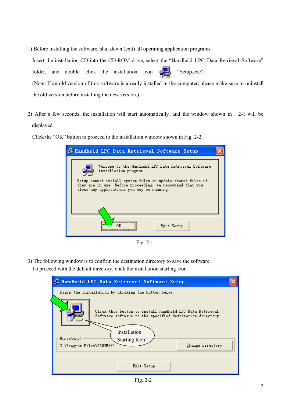 Software installation | KANOMAX S388-70 Handheld Particle Counter Data Retrieval Software Manual User Manual | Page 7 / 18