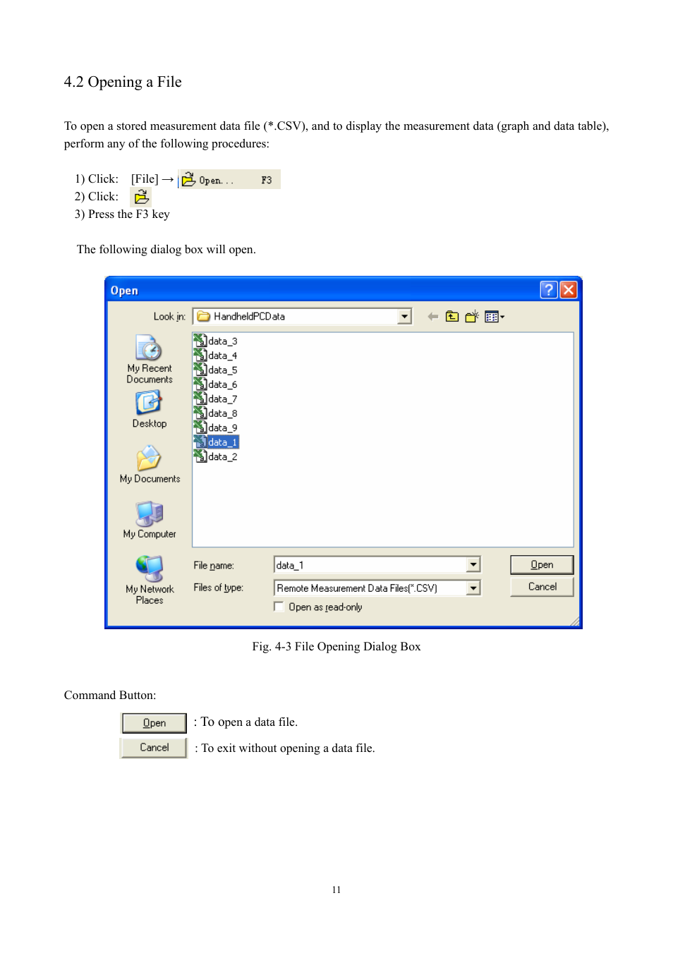 2 opening a file | KANOMAX S388-70 Handheld Particle Counter Utility Software Manual User Manual | Page 14 / 35
