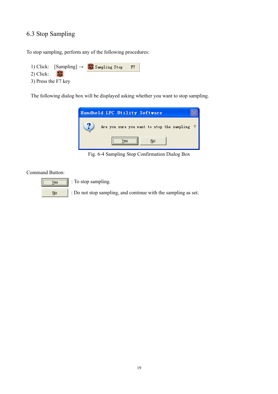 3 stop sampling | KANOMAX S388-70 Handheld Particle Counter Utility Software Manual User Manual | Page 22 / 35