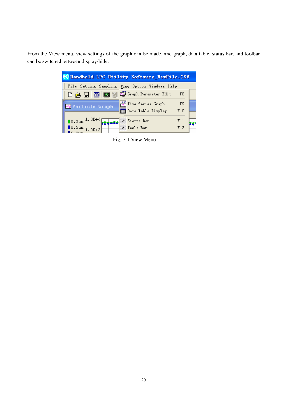 View settings | KANOMAX S388-70 Handheld Particle Counter Utility Software Manual User Manual | Page 23 / 35