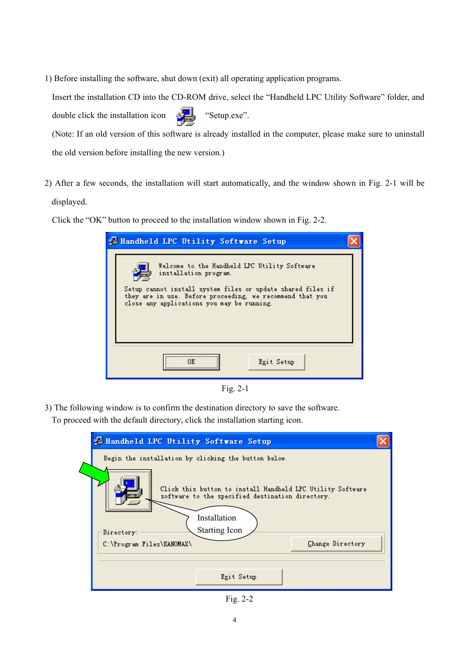 Software installation | KANOMAX S388-70 Handheld Particle Counter Utility Software Manual User Manual | Page 7 / 35