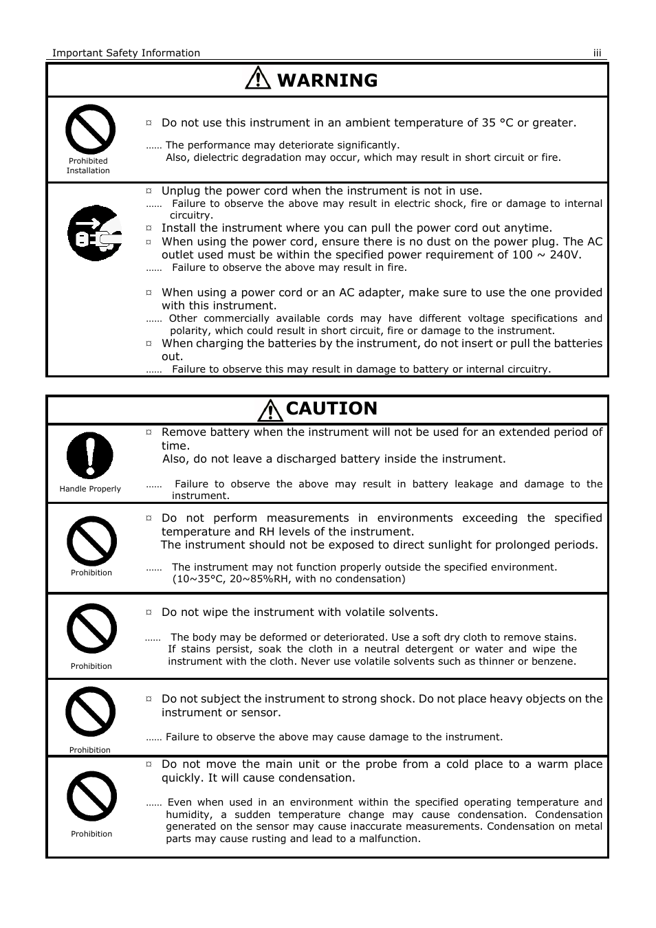 Warning, Caution | KANOMAX 3910 Portable Particle Counter User Manual User Manual | Page 5 / 87