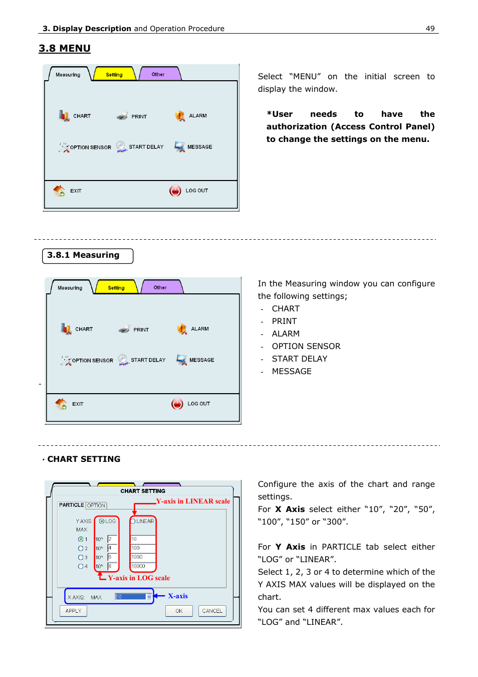 8 menu | KANOMAX 3910 Portable Particle Counter User Manual User Manual | Page 57 / 87