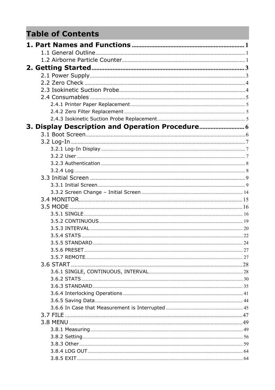 KANOMAX 3910 Portable Particle Counter User Manual User Manual | Page 7 / 87