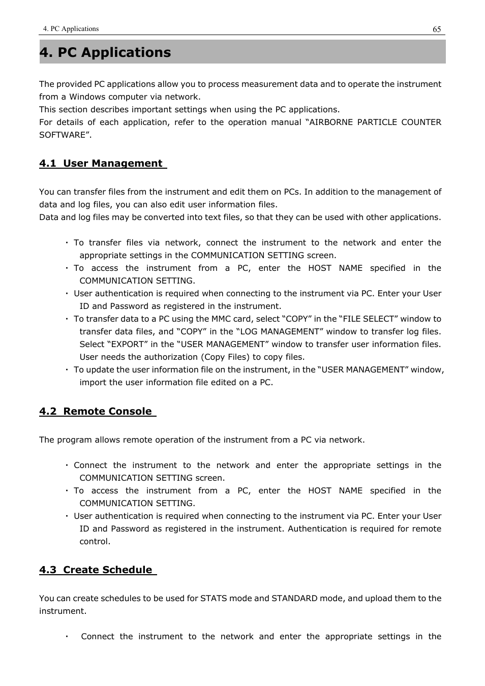 Pc applications | KANOMAX 3910 Portable Particle Counter User Manual User Manual | Page 73 / 87