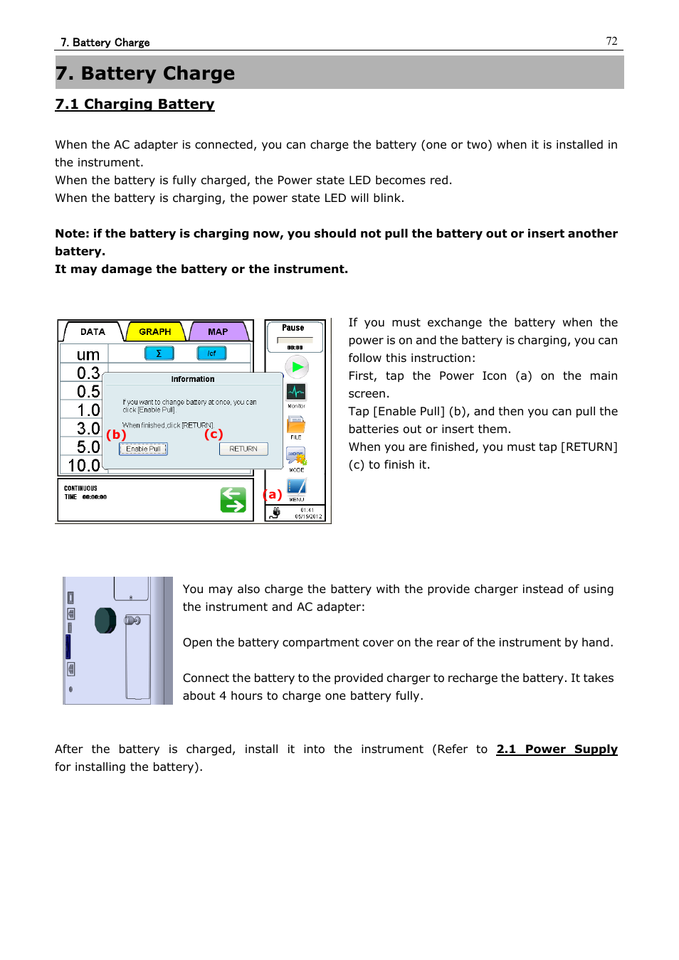 Battery charge | KANOMAX 3910 Portable Particle Counter User Manual User Manual | Page 80 / 87