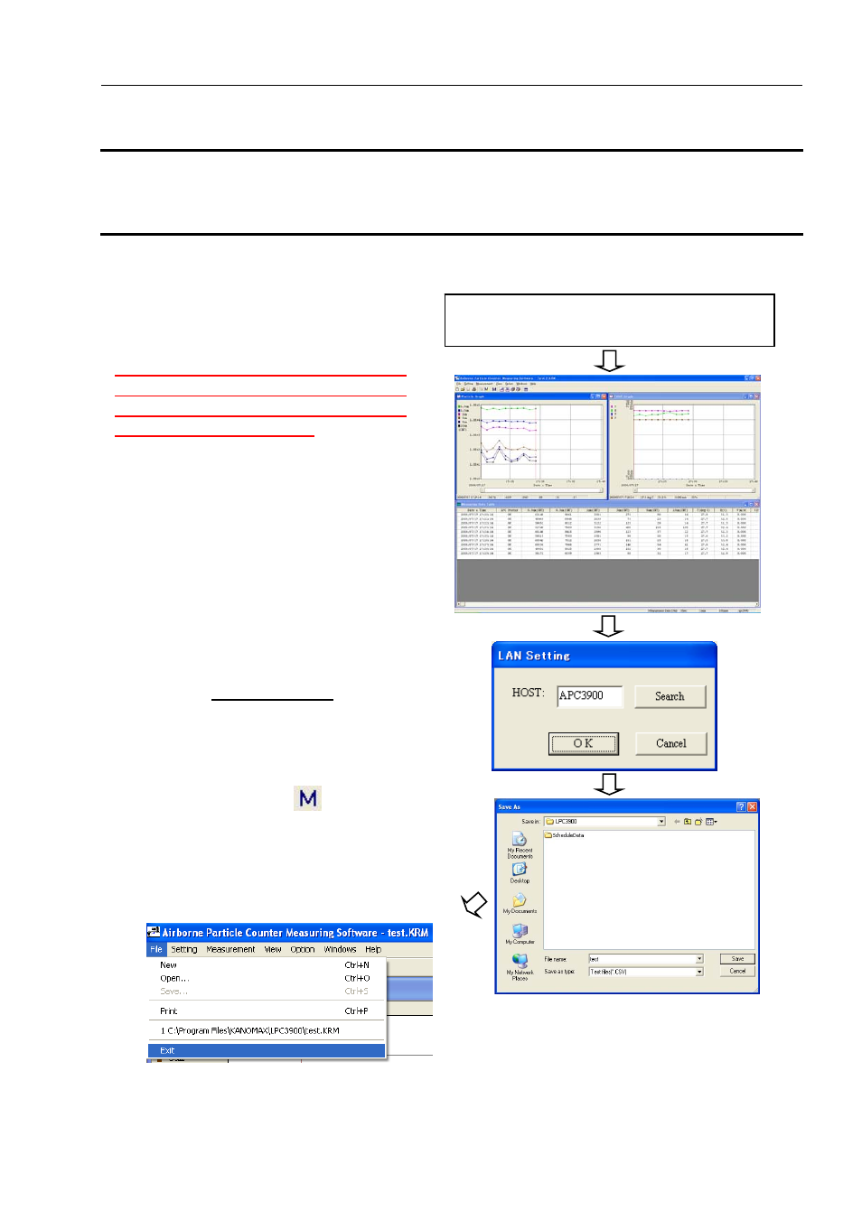 Measuring software | KANOMAX 3910 Portable Particle Counter Software Manual User Manual | Page 23 / 53