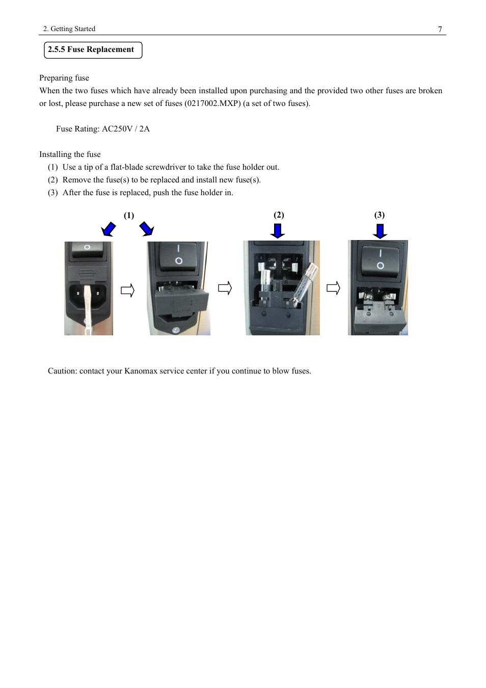 5 fuse replacement | KANOMAX 3900 Portable Particle Counter User Manual | Page 14 / 90