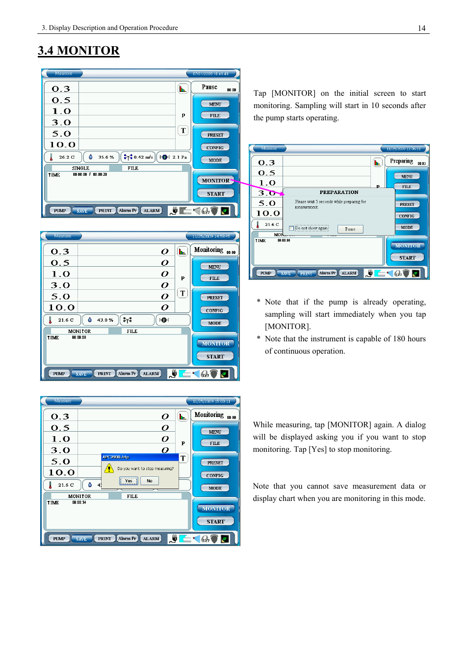 4 monitor | KANOMAX 3900 Portable Particle Counter User Manual | Page 21 / 90