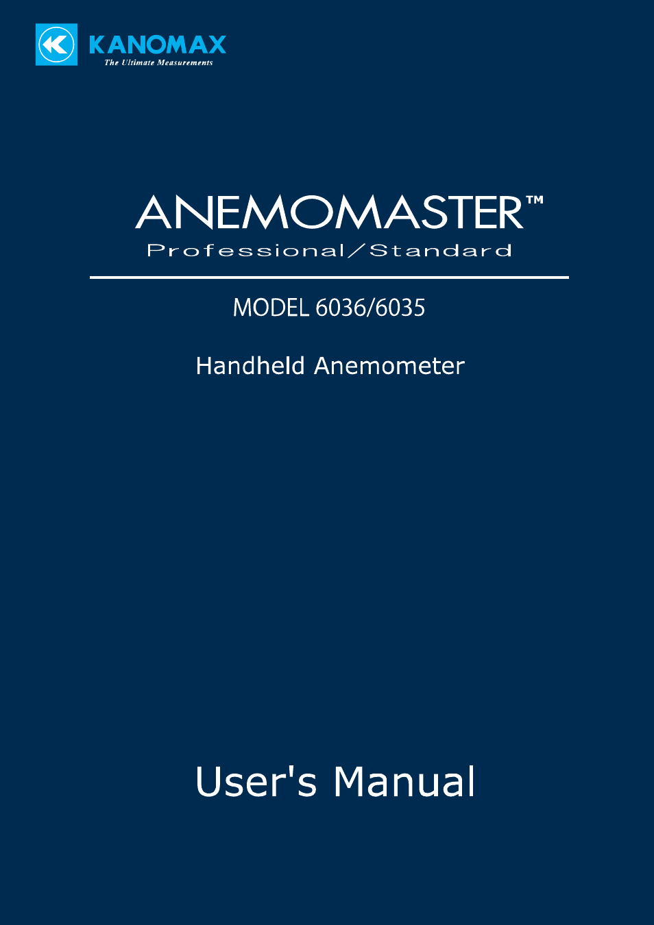 KANOMAX 6036 Multi-function thermal anemometer User Manual User Manual | 37 pages