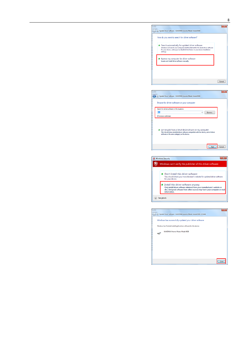 KANOMAX 6036 Multi-function thermal anemometer Software Manual User Manual | Page 12 / 23