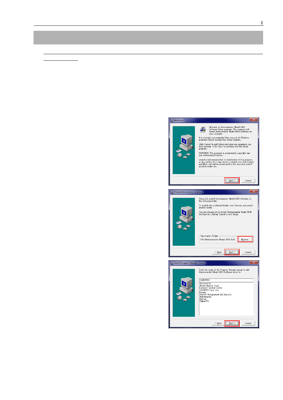 Software installation | KANOMAX 6036 Multi-function thermal anemometer Software Manual User Manual | Page 6 / 23