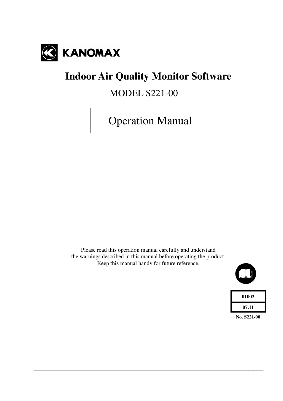 KANOMAX S221-00 Handheld IAQ Monitor User Manual | 17 pages