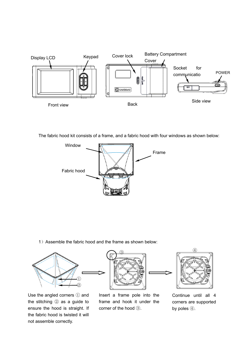 2 main structure, 3 fabric hood, Installation and assembling | 1 capture hood installation | KANOMAX 6710 TABmaster Capture Hood User Manual User Manual | Page 10 / 33
