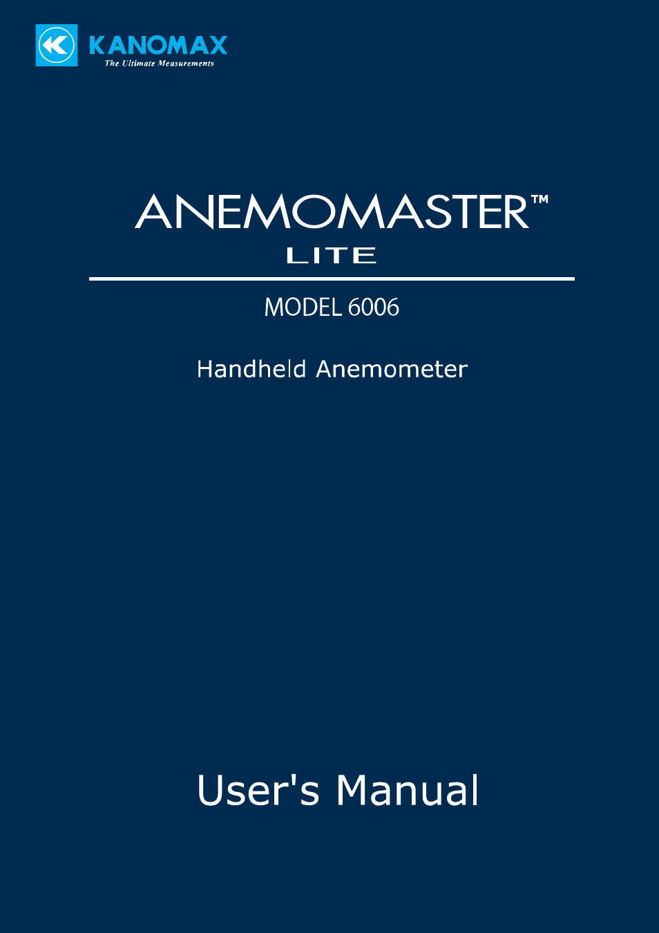 KANOMAX 6006 Anemomaster LITE User Manual | 17 pages