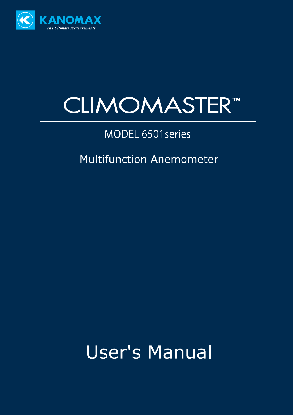 KANOMAX 6501 series Climomaster User Manual | 64 pages