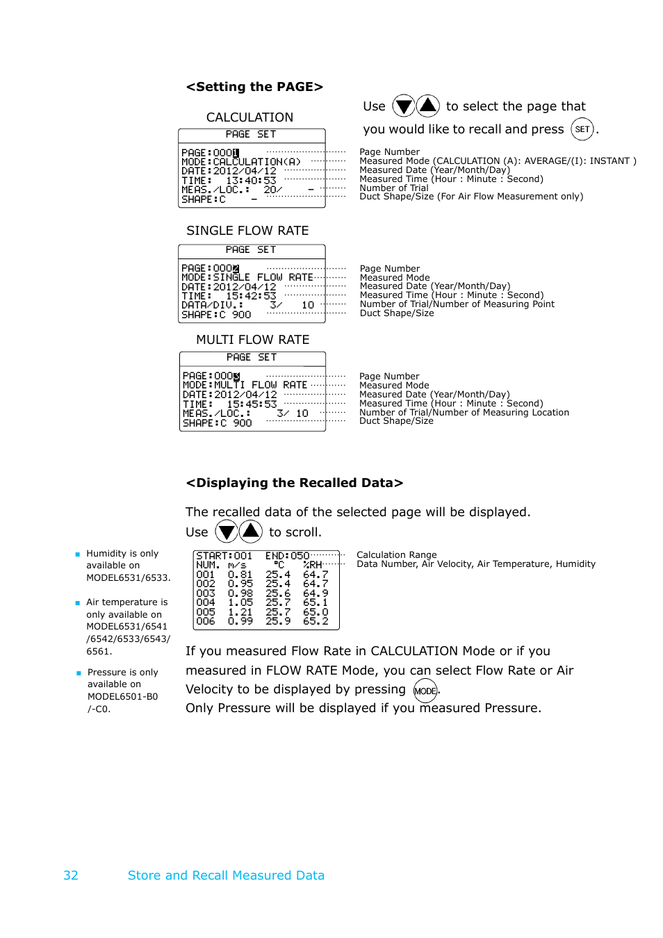 Calculation single flow rate, Multi flow rate | KANOMAX 6501 series Climomaster User Manual | Page 33 / 64