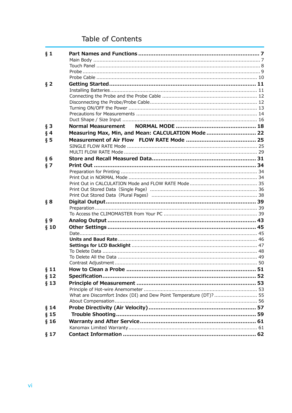 KANOMAX 6501 series Climomaster User Manual | Page 7 / 64