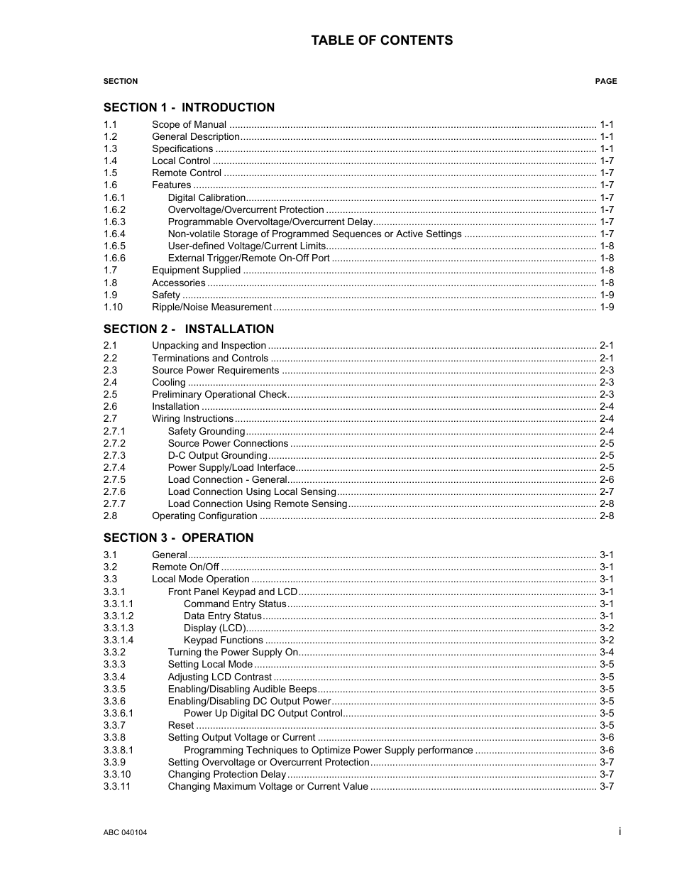 KEPCO ABC-DM SERIES User Manual | Page 7 / 96