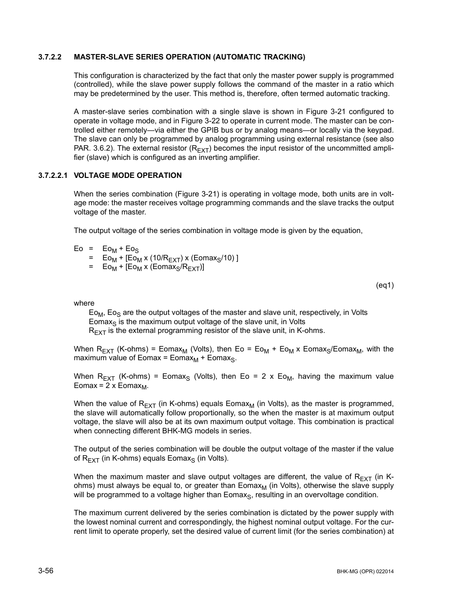 1 voltage mode operation, Voltage mode operation -56, Ar. 3.7.2.2) | KEPCO BHK-MG 200W (Full Rack) Series User Manual | Page 100 / 152