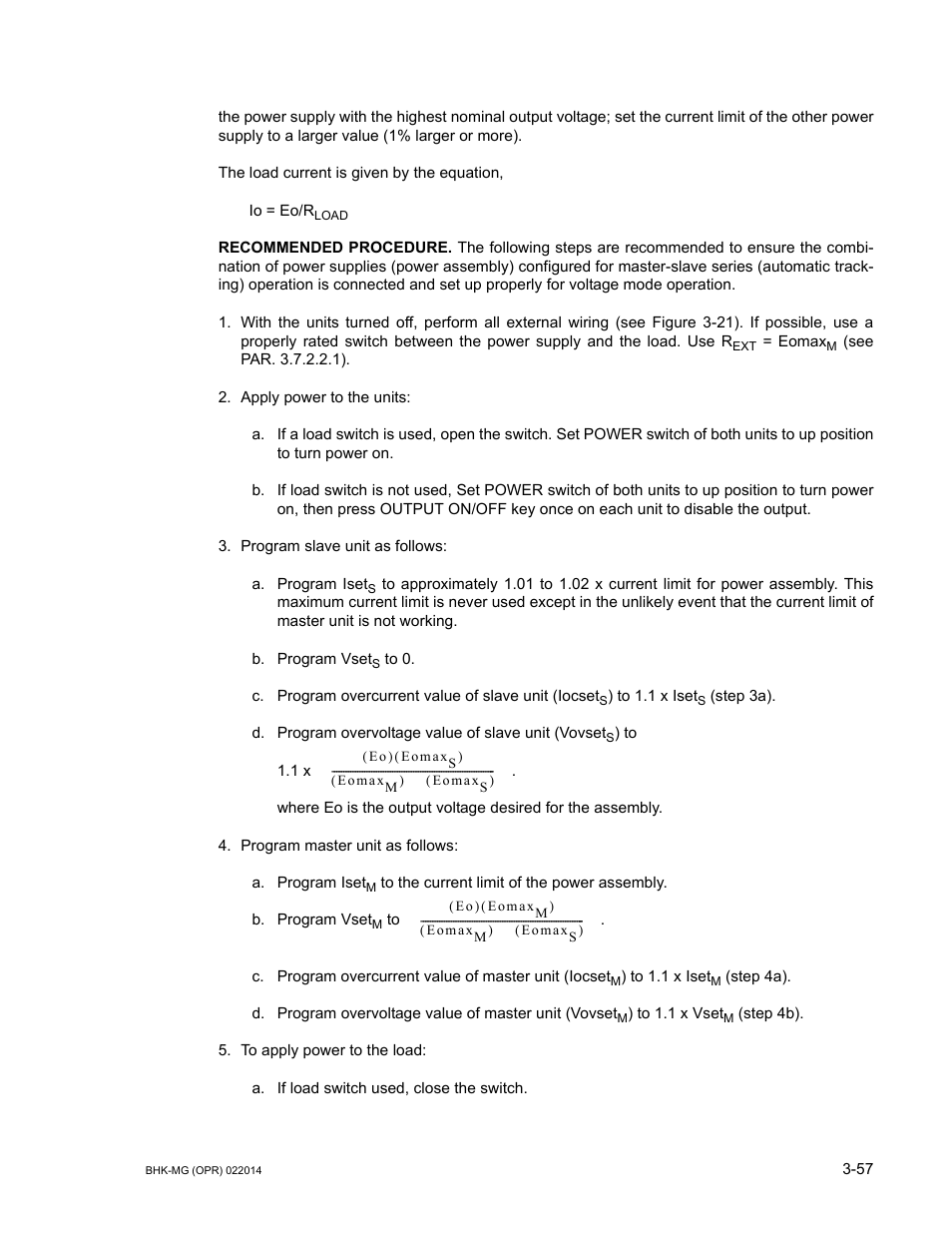 KEPCO BHK-MG 200W (Full Rack) Series User Manual | Page 101 / 152