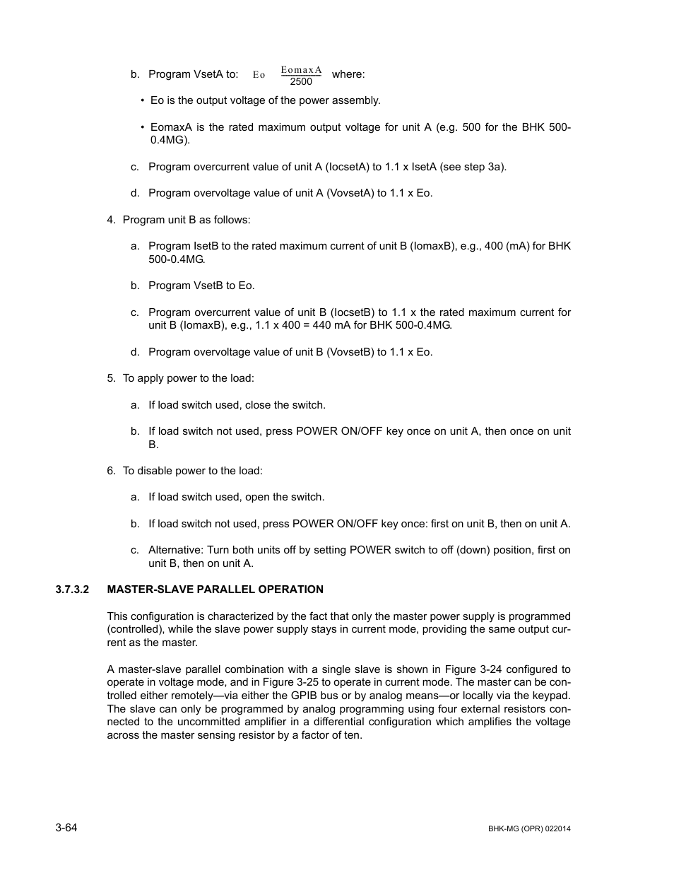 2 master-slave parallel operation, Master-slave parallel operation -64 | KEPCO BHK-MG 200W (Full Rack) Series User Manual | Page 108 / 152