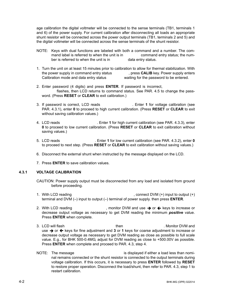 1 voltage calibration, Voltage calibration -2 | KEPCO BHK-MG 200W (Full Rack) Series User Manual | Page 116 / 152