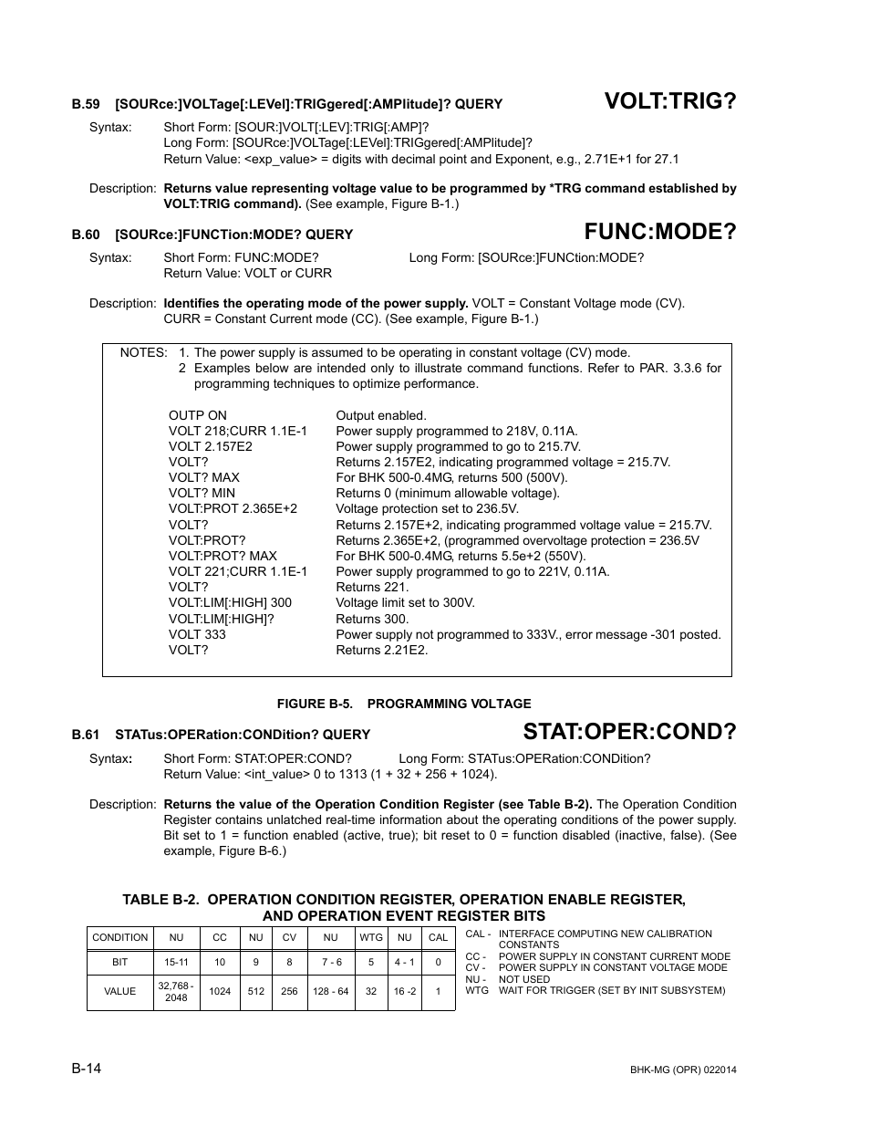 B.60 [source:]function:mode? query, Figure b-5. programming voltage, B.61 status:operation:condition? query | B.59, Sourc, B.60, B.61, Stat, Gure b-5.), Re b-5 | KEPCO BHK-MG 200W (Full Rack) Series User Manual | Page 144 / 152