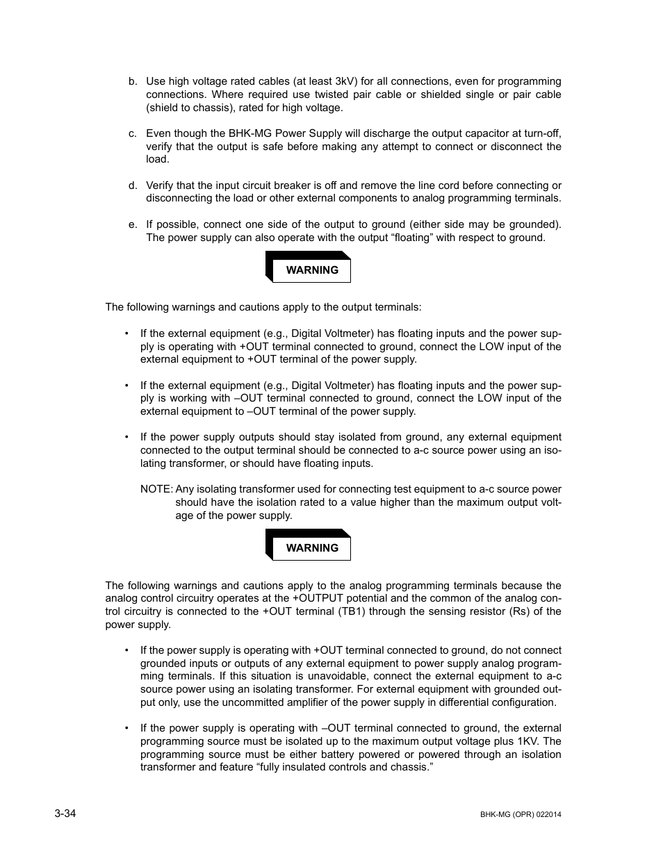 KEPCO BHK-MG 200W (Full Rack) Series User Manual | Page 78 / 152