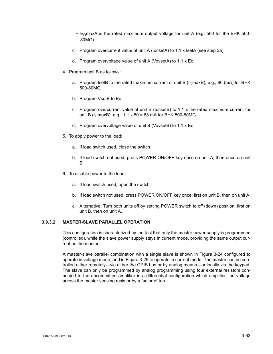 2 master-slave parallel operation, Master-slave parallel operation -63 | KEPCO BHK-MG 40W (Half Rack) Series User Manual | Page 107 / 148