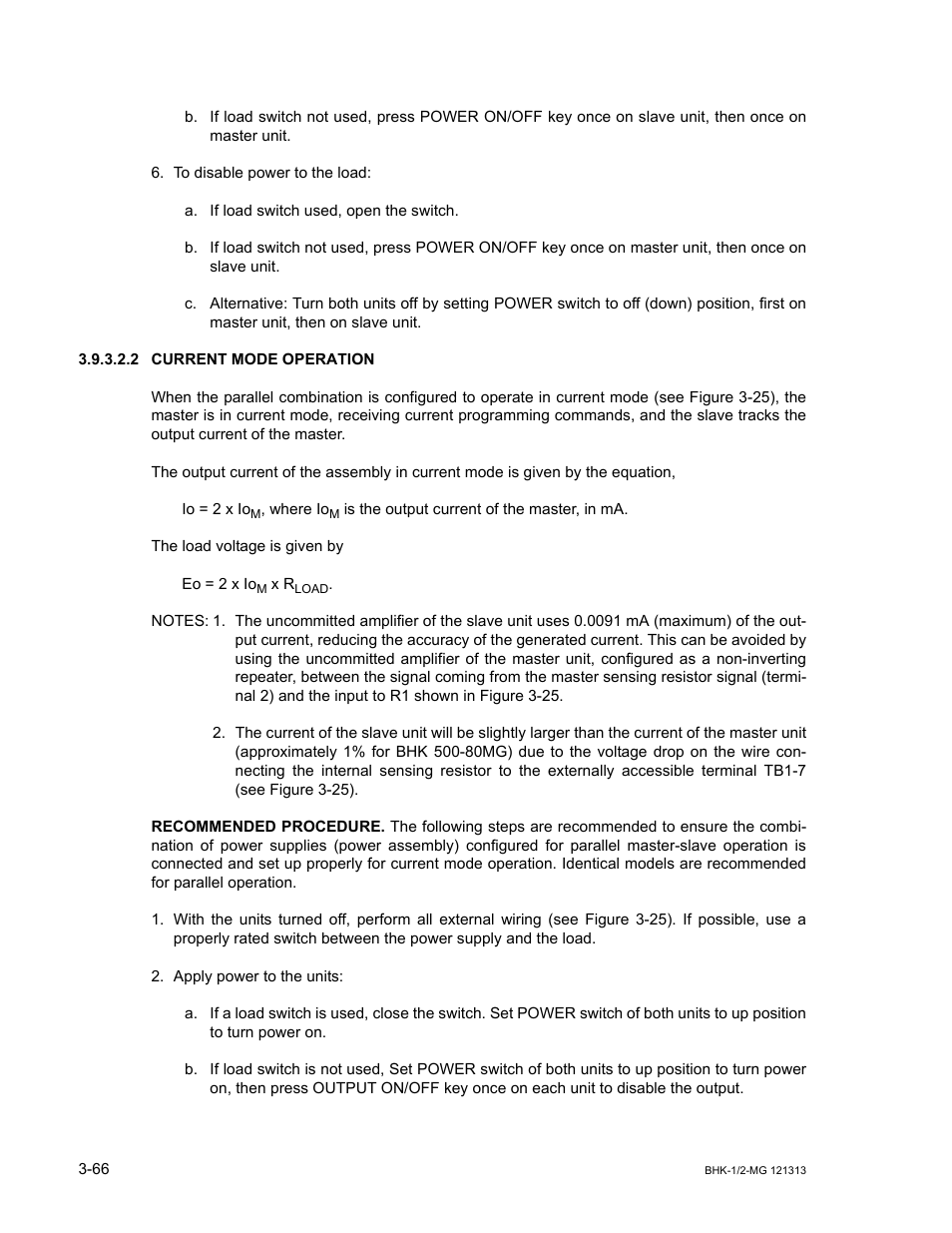 2 current mode operation, Current mode operation -66 | KEPCO BHK-MG 40W (Half Rack) Series User Manual | Page 110 / 148