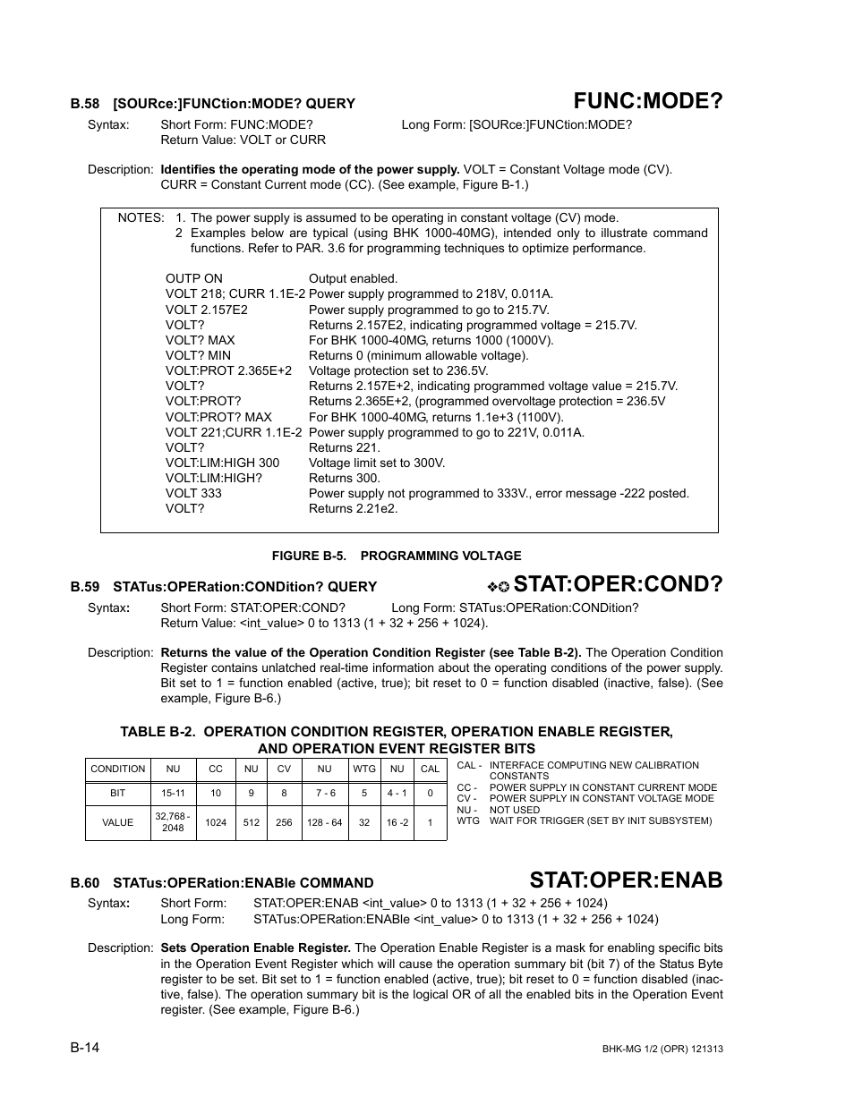 B.58 [source:]function:mode? query, Figure b-5. programming voltage, B.59 status:operation:condition? query | B.60 status:operation:enable command, B.58, Sourc, B.59, Stat, B.60, Gure b-5.) | KEPCO BHK-MG 40W (Half Rack) Series User Manual | Page 140 / 148