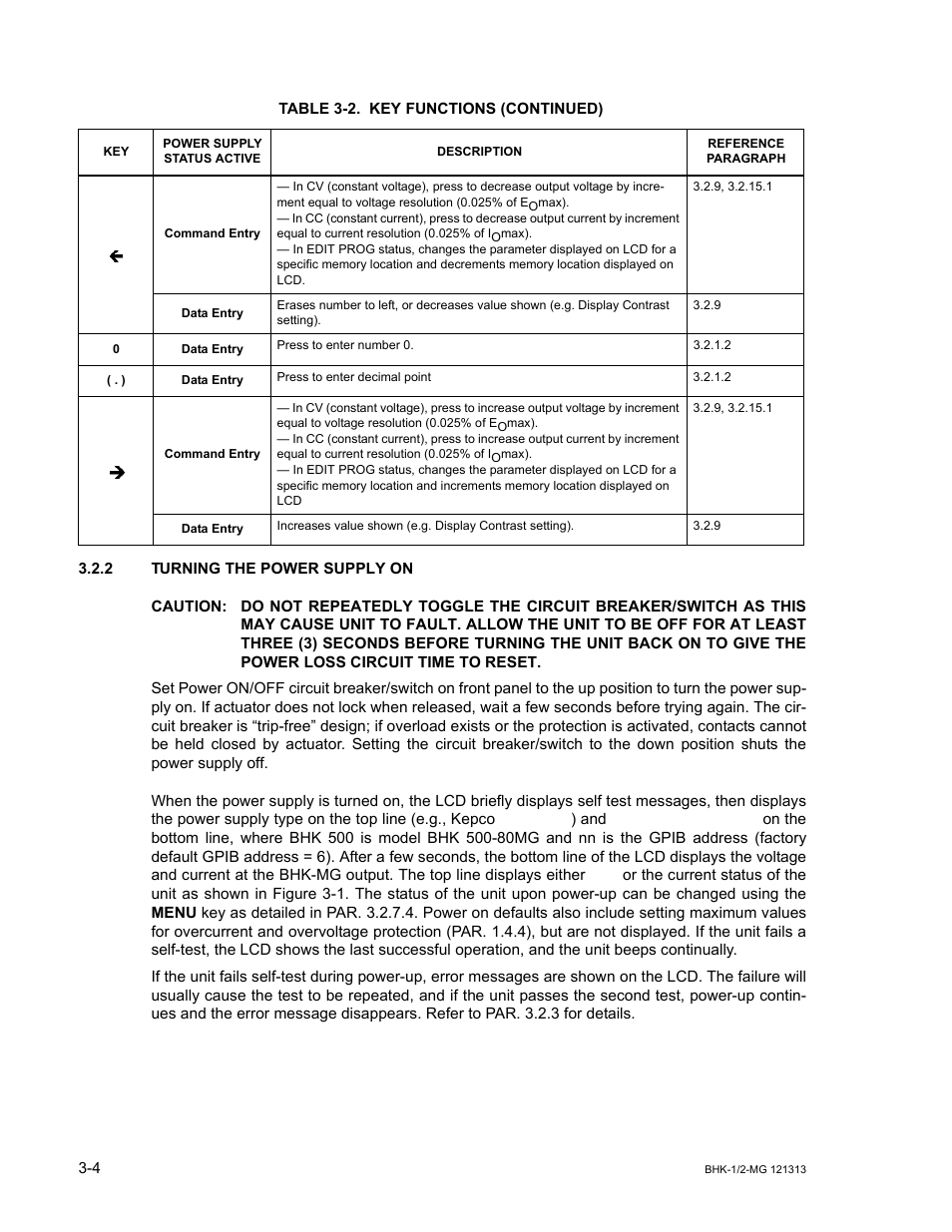 2 turning the power supply on, Turning the power supply on -4 | KEPCO BHK-MG 40W (Half Rack) Series User Manual | Page 48 / 148