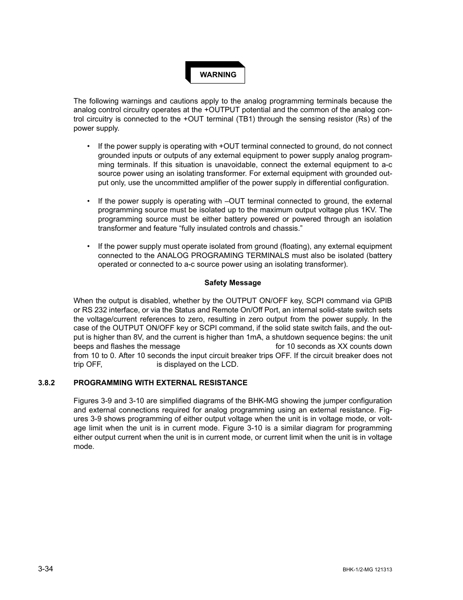 2 programming with external resistance, Programming with external resistance -34 | KEPCO BHK-MG 40W (Half Rack) Series User Manual | Page 78 / 148