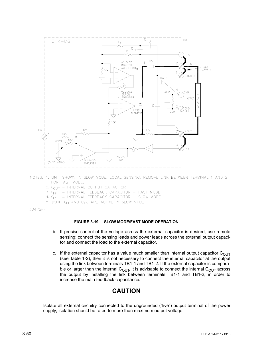 Figure 3-19. slow mode/fast mode operation, 19 slow mode/fast mode operation -50, Caution | KEPCO BHK-MG 40W (Half Rack) Series User Manual | Page 94 / 148