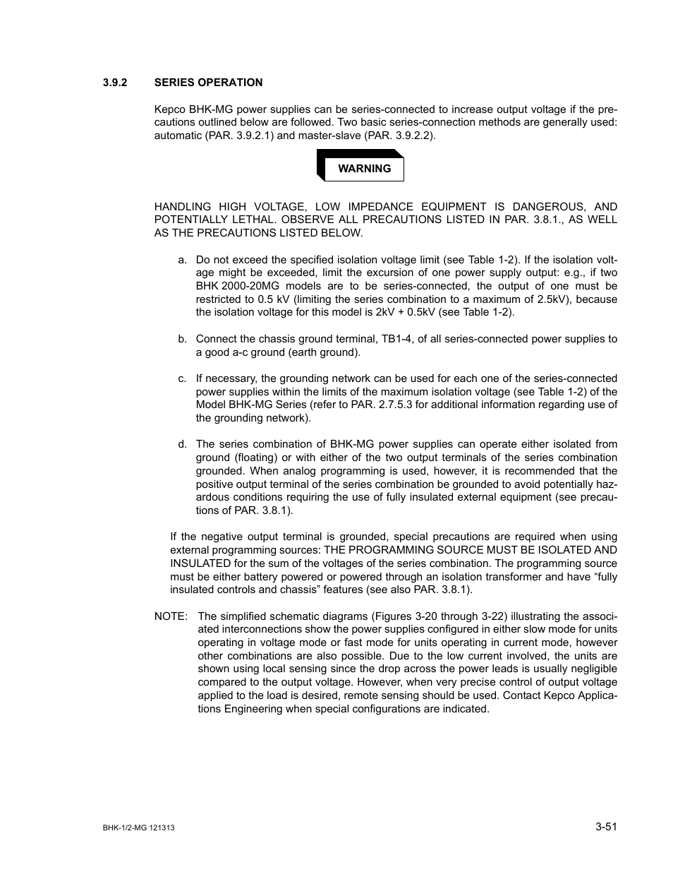 2 series operation, Series operation -51 | KEPCO BHK-MG 40W (Half Rack) Series User Manual | Page 95 / 148