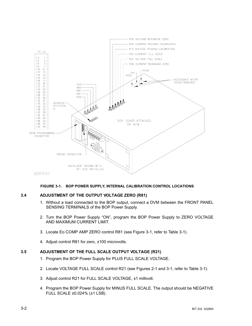 4 adjustment of the output voltage zero (r81), Adjustment of the output voltage zero (r81) -2 | KEPCO BIT 232F User Manual | Page 18 / 72