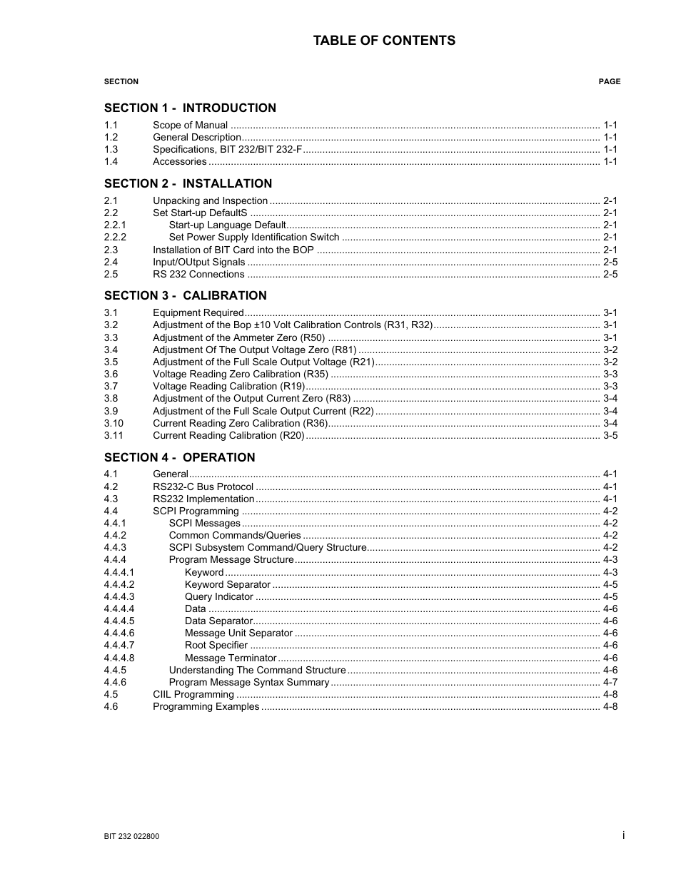 KEPCO BIT 232F User Manual | Page 3 / 72