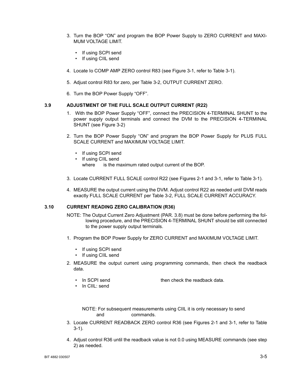 10 current reading zero calibration (r36), Current reading zero calibration (r36) -5 | KEPCO BIT 4882F User Manual | Page 25 / 56