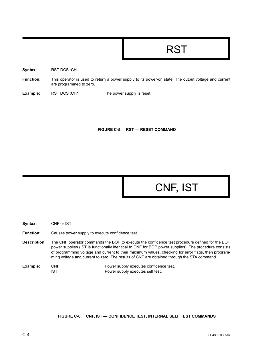 Figure c-5. rst — reset command, Cnf, ist | KEPCO BIT 4882F User Manual | Page 54 / 56