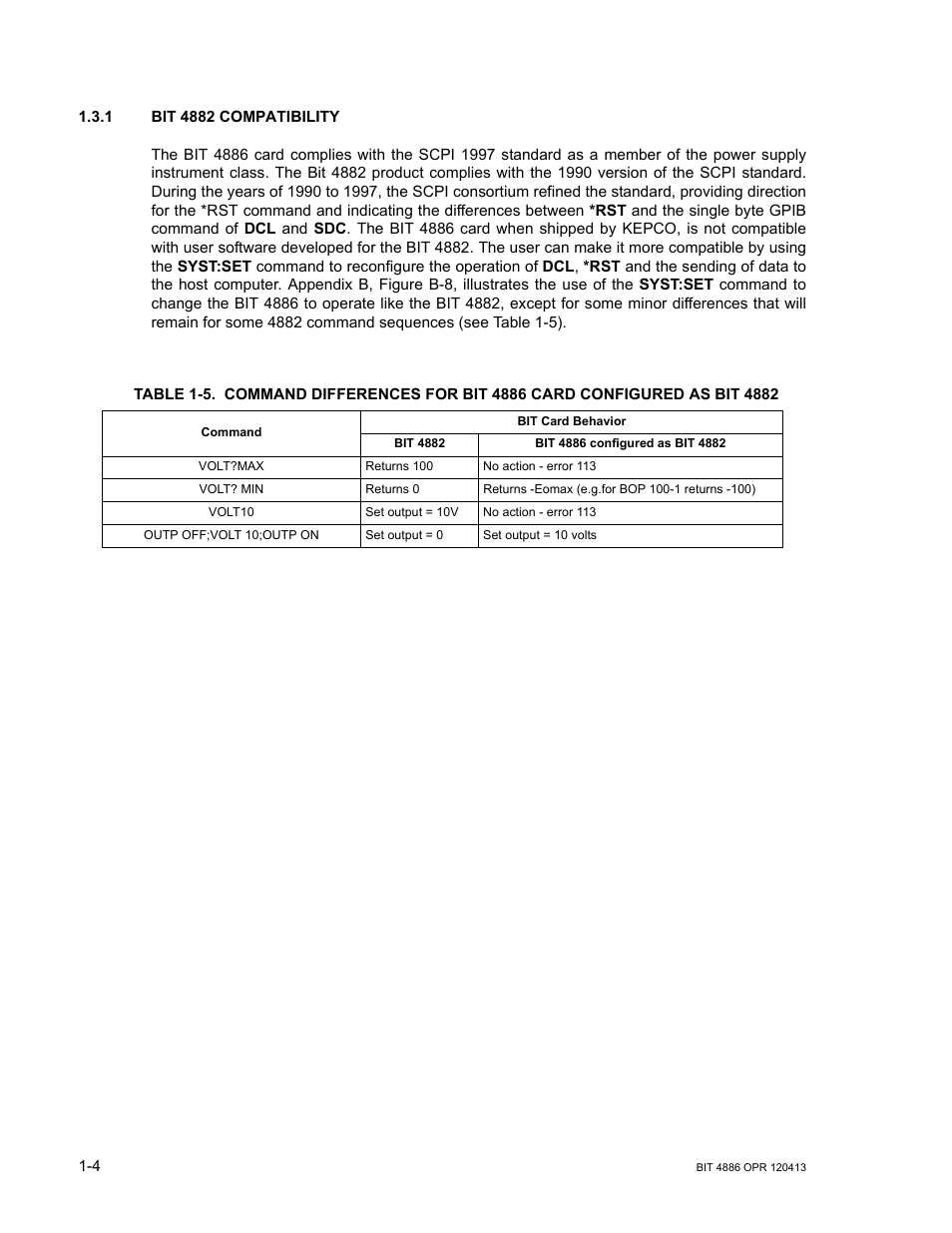 1 bit 4882 compatibility, Bit 4882 compatibility -4 | KEPCO BIT 4886 Operator Manual User Manual | Page 14 / 92