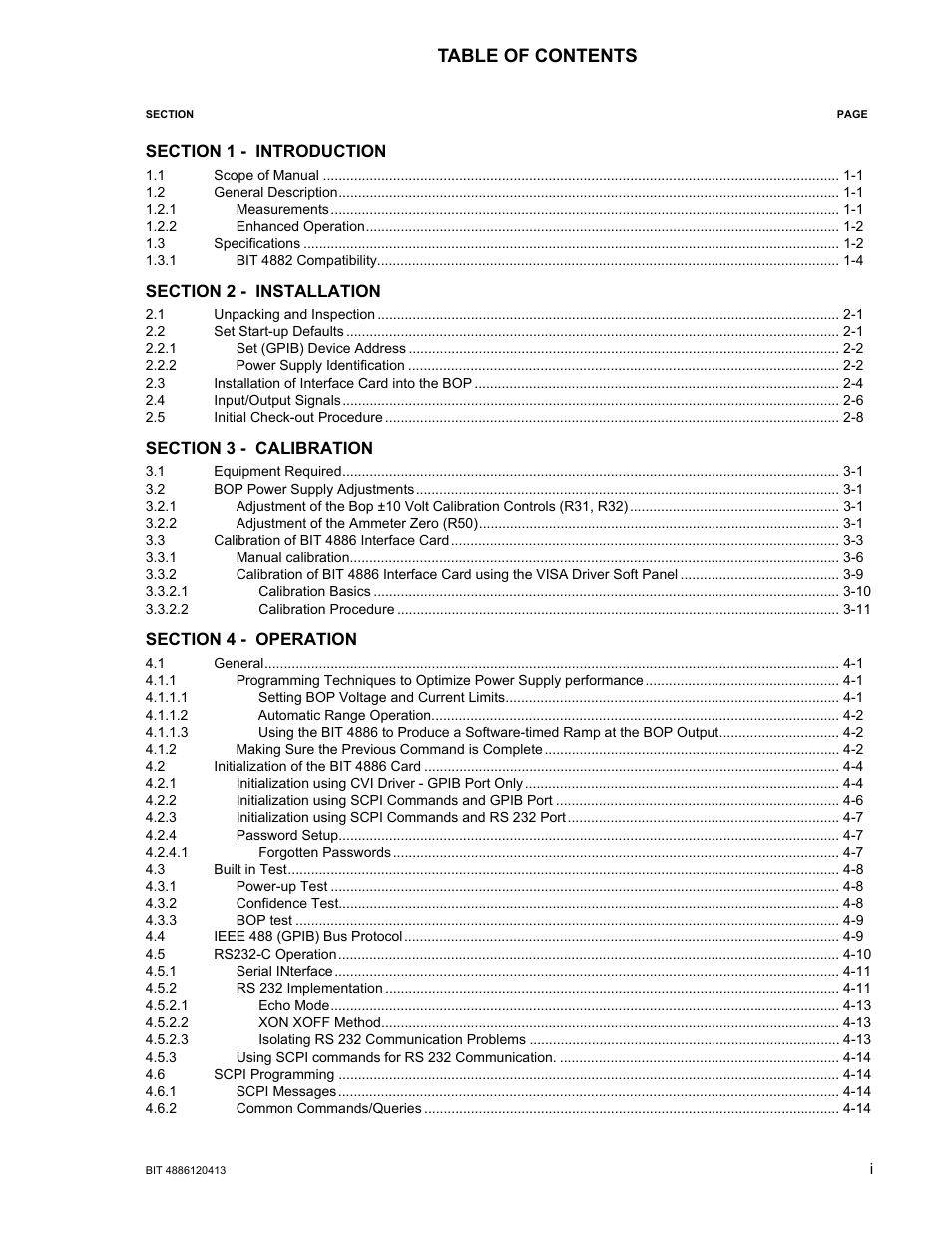 KEPCO BIT 4886 Operator Manual User Manual | Page 3 / 92